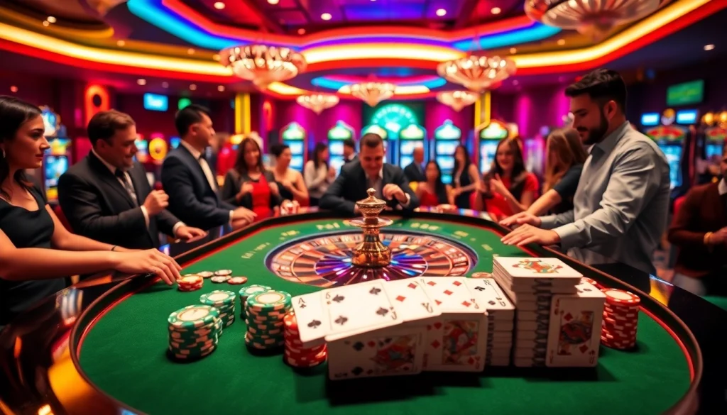 RR88 casino view with players joyfully betting at the roulette table.