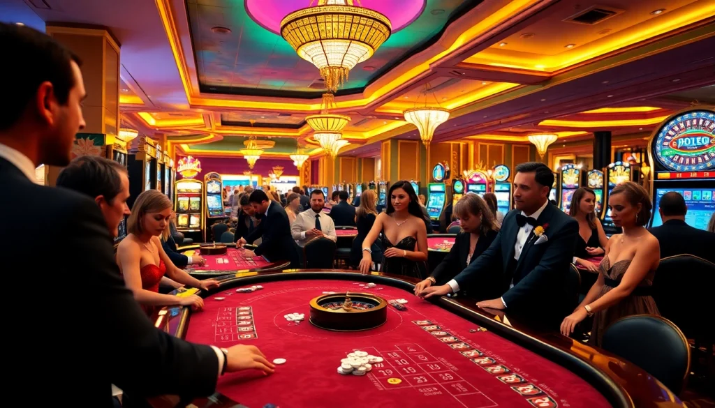 Thriving non gamstop casinos UK scene with players at table games and slots.