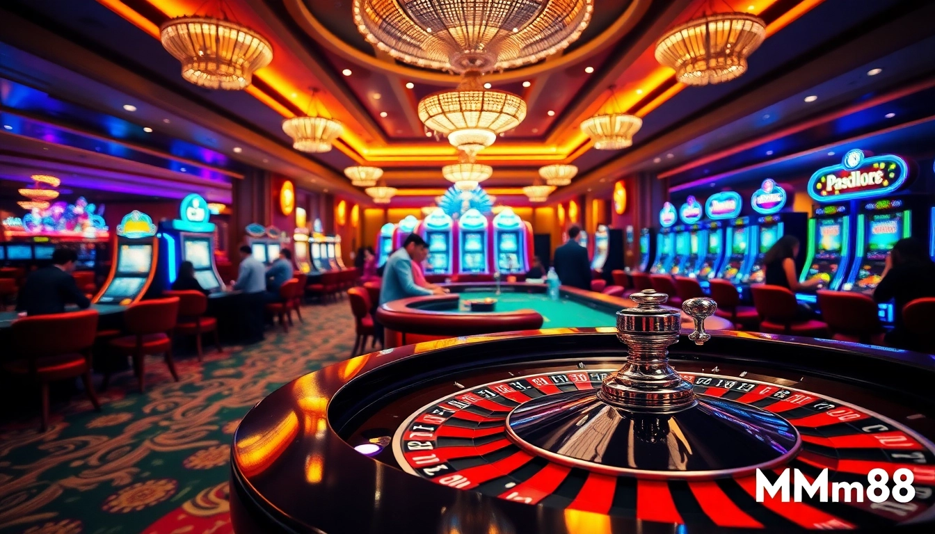 Experience the thrill of winning at MM88's environmentally vibrant casino with roulette tables and slot machines.