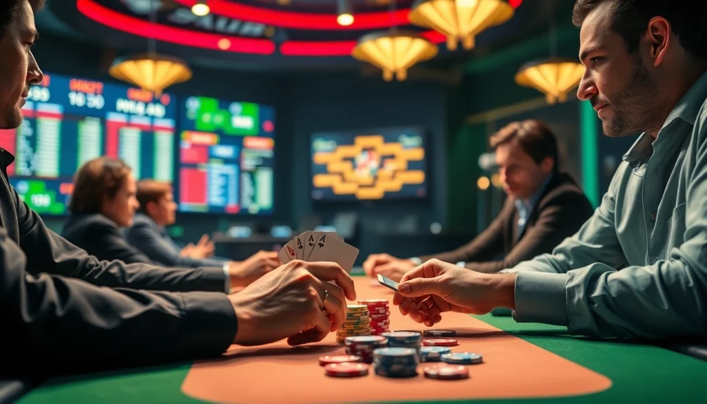 Engaged players at an online poker table enjoying Online poker kr ly in a vibrant environment.