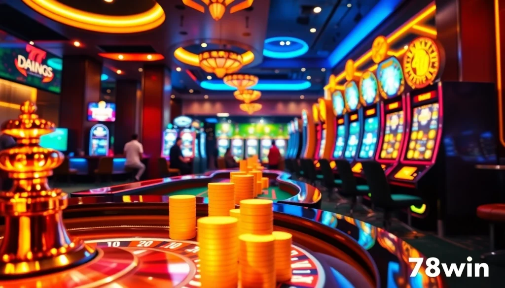 Players enjoying diverse gaming options at 78win's vibrant online casino.
